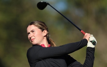 Grace Crawford tees off during round two at Quinta do Lago